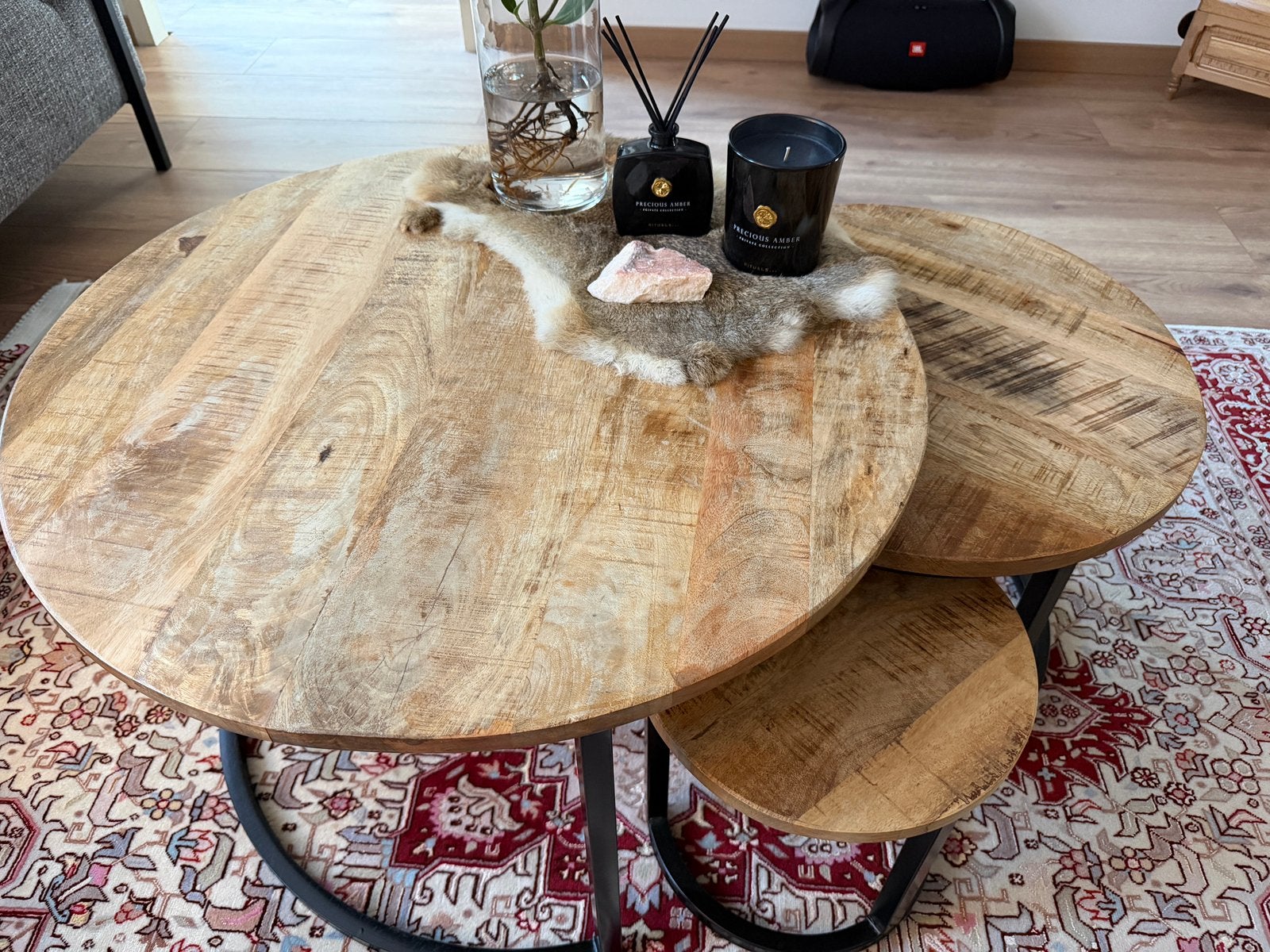 Salontafel set te koop, Ophalen, Zo goed als nieuw, Rond, 50 tot 100 cm