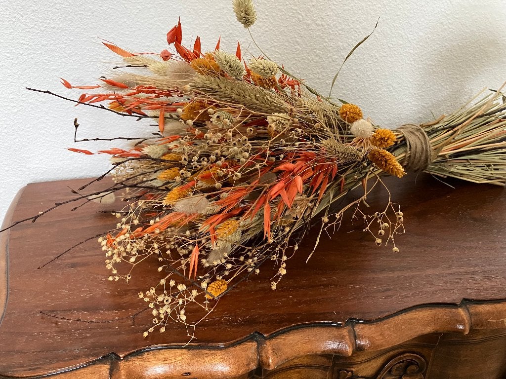 Boeket oranje droogbloemen, Ophalen of Verzenden