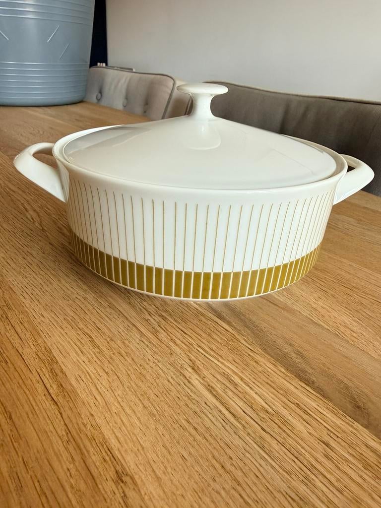 Vintage Arzberg 2050 dekschaal – mosterdgeel - mid century, Ophalen of Verzenden