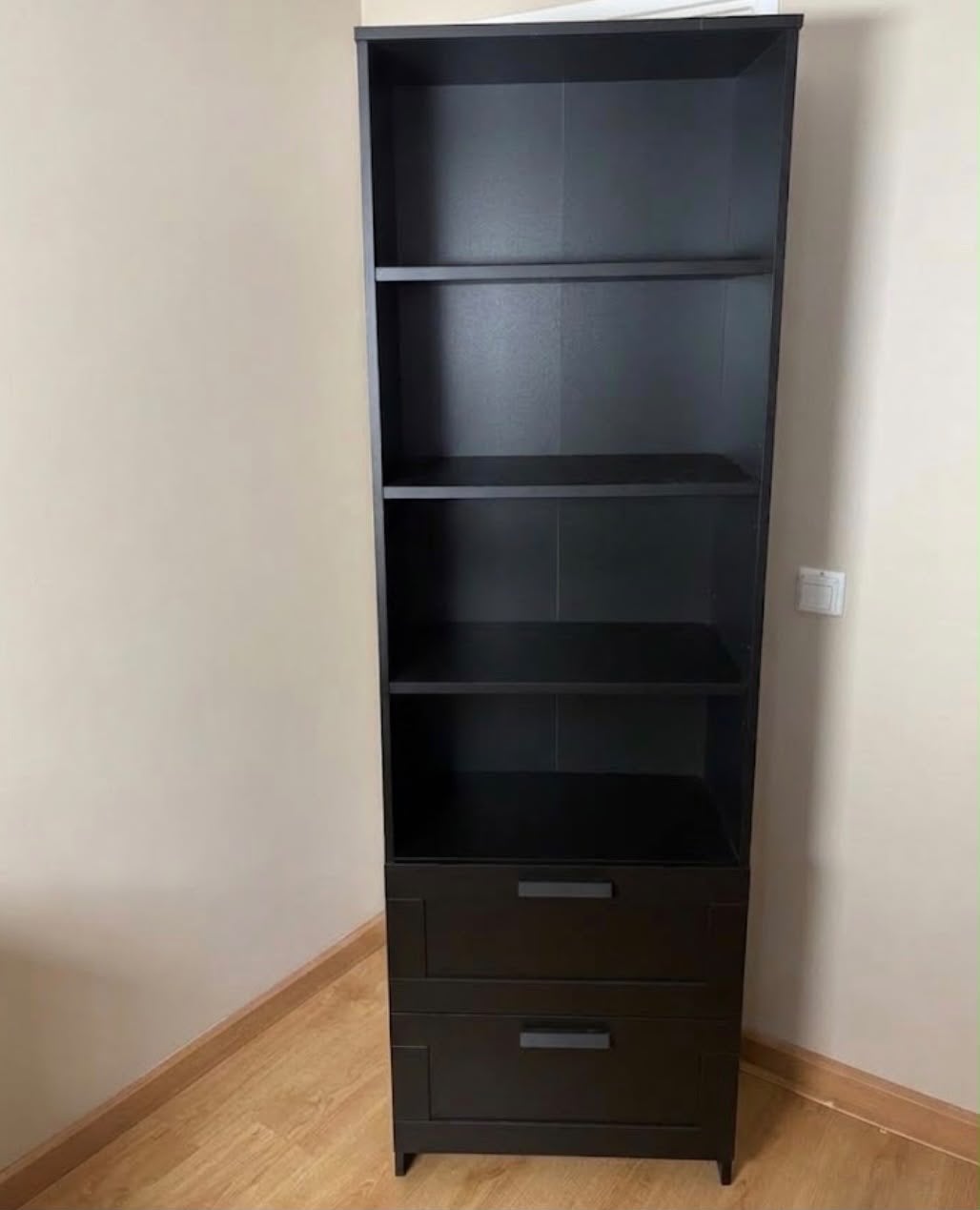 IKEA BrimnesBoekenkast met lades - Zwart (60x35x190 cm), Zo goed als nieuw, Met lade(s), 150 tot 200 cm, 25 tot 50 cm