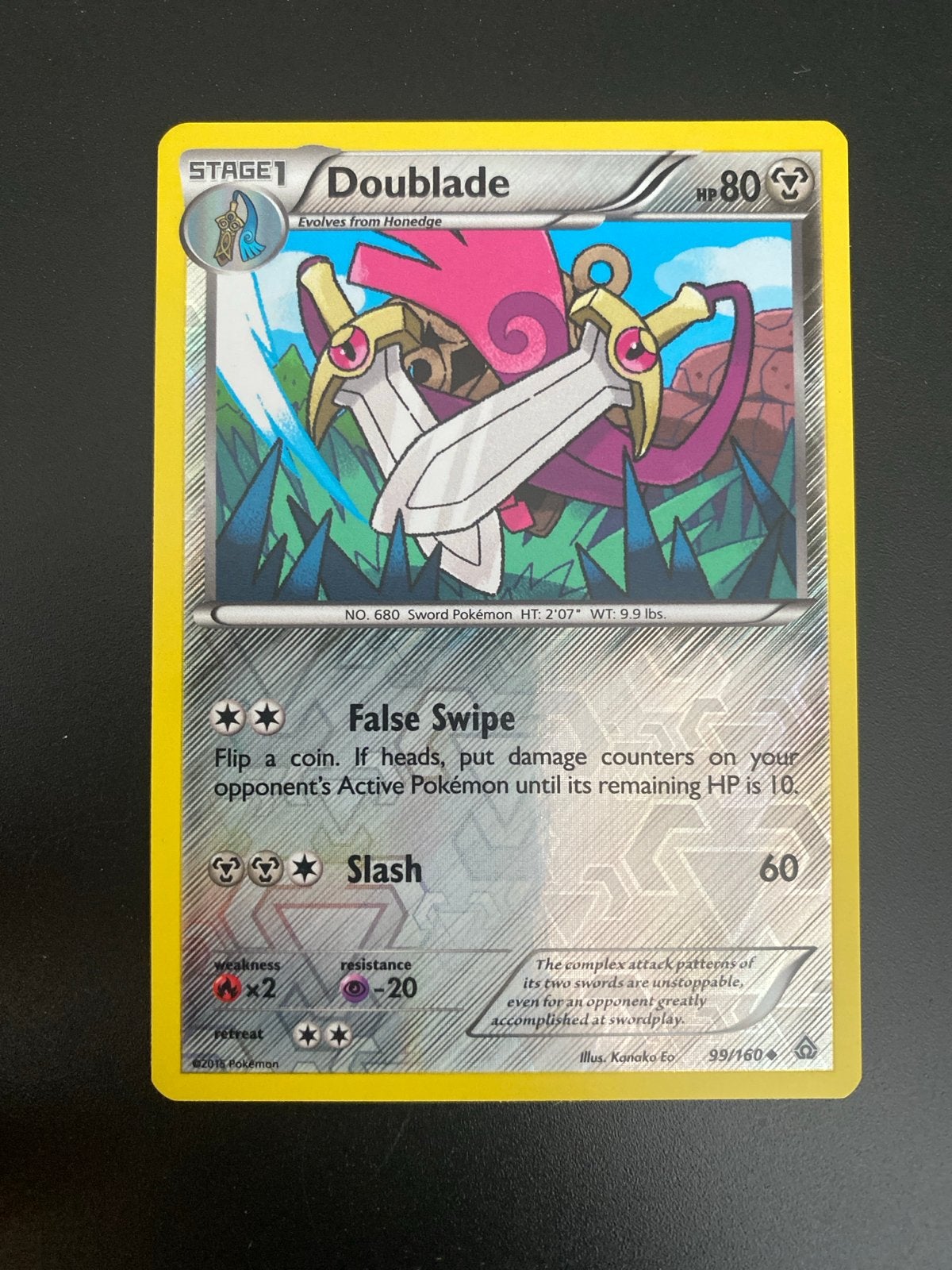 Doublade 99/160 Rev. Holo XY Primal Clash (2015) NM!, Ophalen of Verzenden, Zo goed als nieuw, Losse kaart, Foil