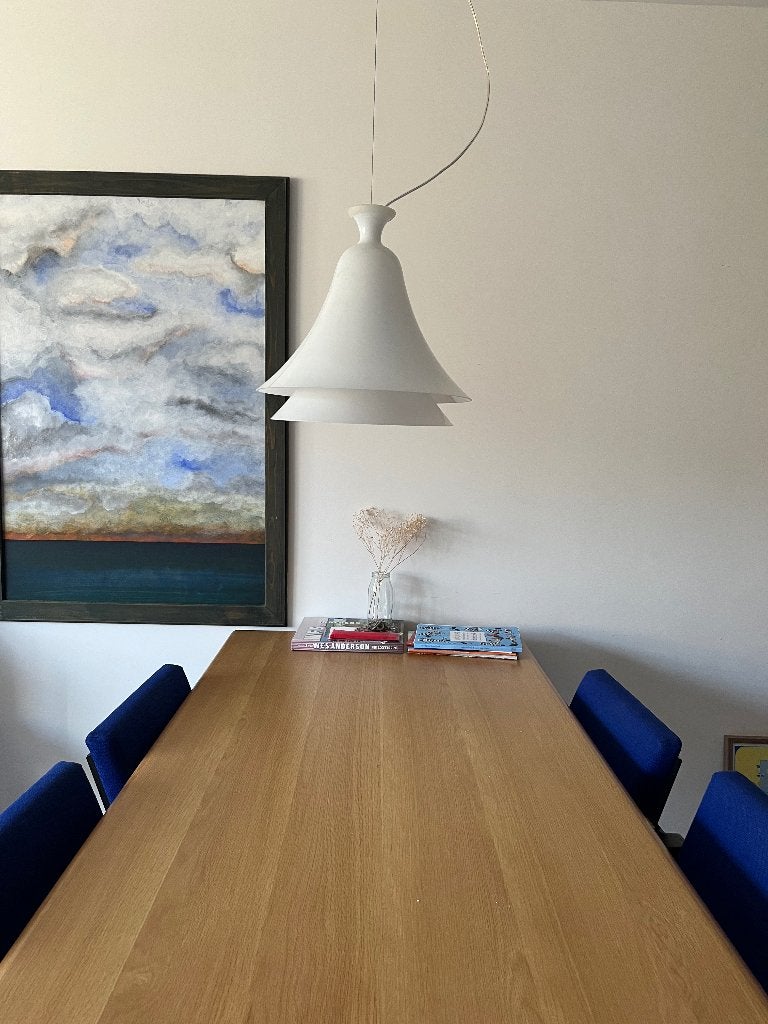 Vintage retro hanglamp lamp, Ophalen, Zo goed als nieuw, Glas, E27 (groot)