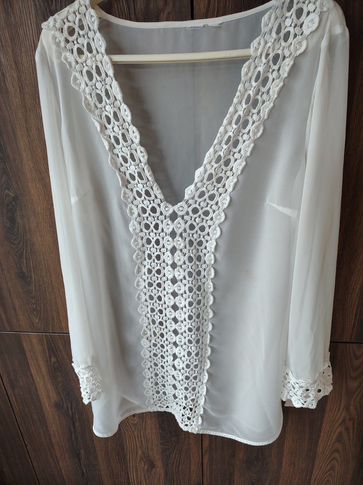 Witte blouse met gehaakte details, Kleding | Dames, Maat 38/40 (M), Wit, Ophalen of Verzenden, Lange mouw