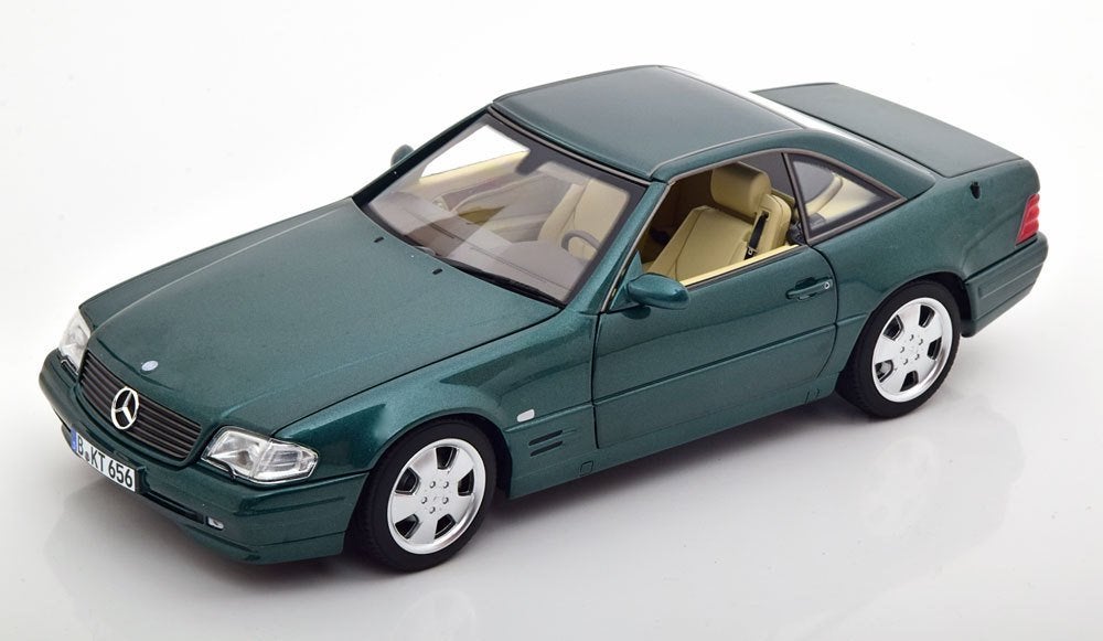 Mercedes-Benz SL500 1999 (R129) Groen Metallic 1-18 Norev, Hobby en Vrije tijd, Modelauto's | 1:18, Auto, Norev, Ophalen of Verzenden