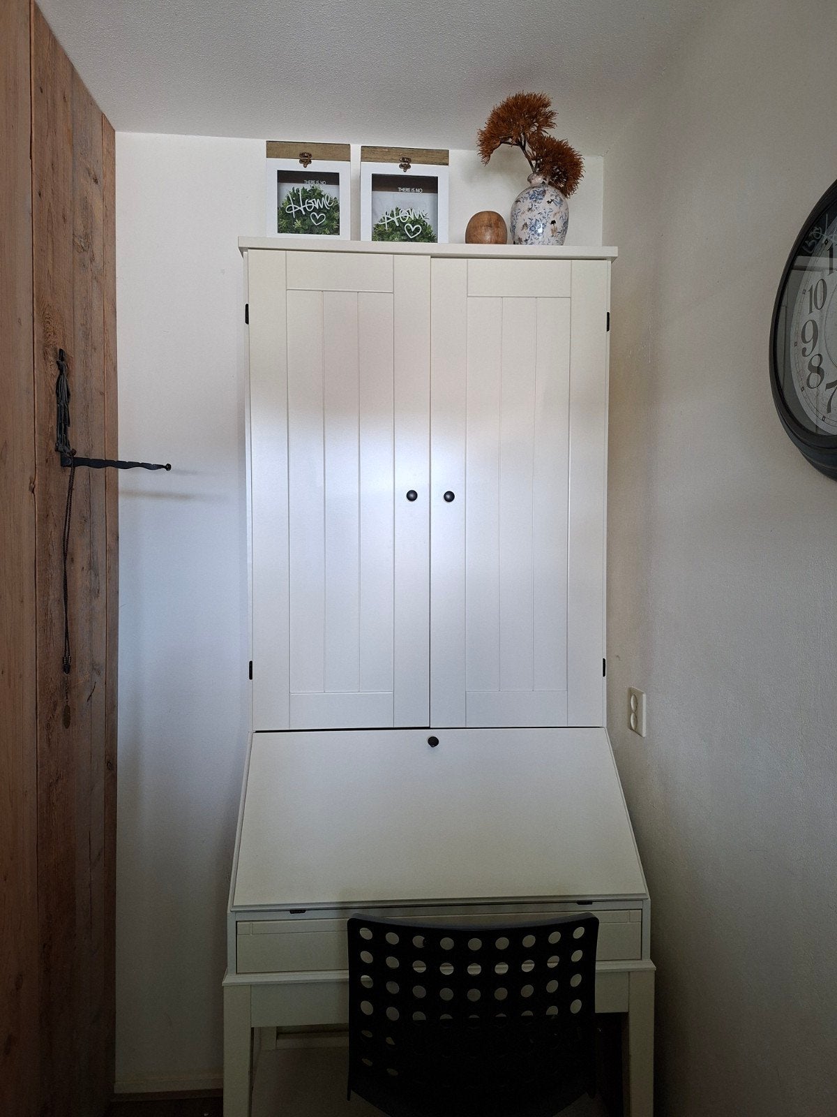 Wit secretaire bureau met opbergruimte, Ophalen, Met lades, Gebruikt, Hout
