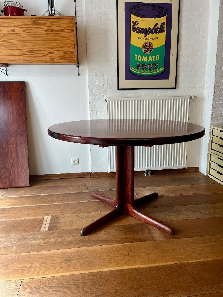 Gudme Møbelfabrik – ronde palissander tafel – Danish design, Huis en Inrichting, Ophalen, Gebruikt, Rond, 100 tot 150 cm