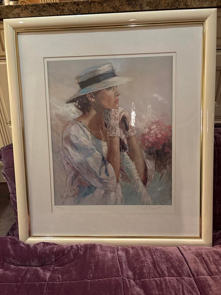 Ingelijste Kunstprint 'Vrouw met Hoed' van Paul Rouwette, Antiek en Kunst, Ophalen