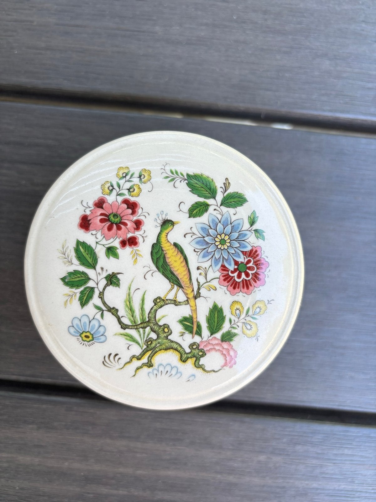 Keramieken doosje Sadler England met pauw en bloemen, Ophalen
