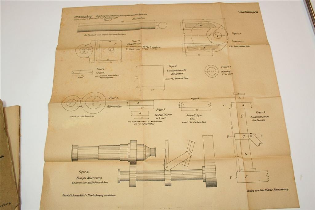 Antieke Duitse Handleiding 1920 Zelf Microscoop Bouwen, Ophalen of Verzenden
