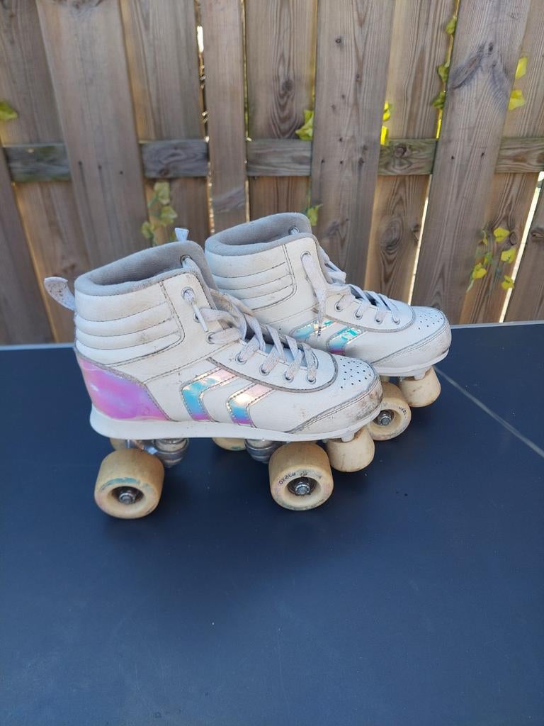 Witte rolschaatsen met holografische details, Ophalen, Gebruikt, Kinderen