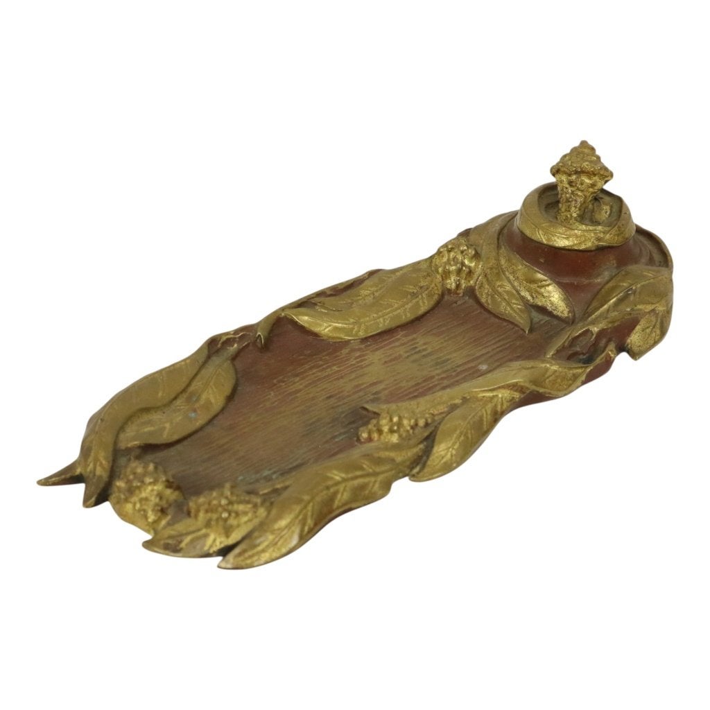 Verguld Bronzen Art Nouveau Inktpot Pennenhouder 20ste Eeuw, Ophalen of Verzenden, Brons