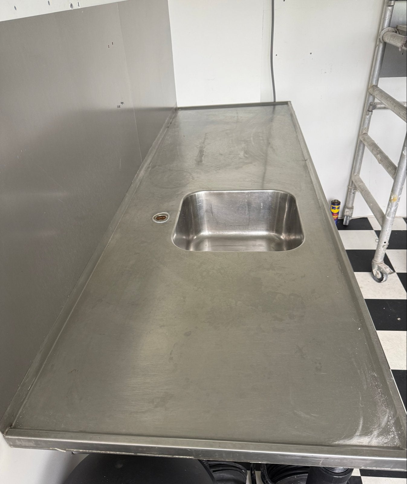 RVS Werkbank met Spoelbak, Ophalen, Gebruikt, 200 cm of meer, Minder dan 100 cm