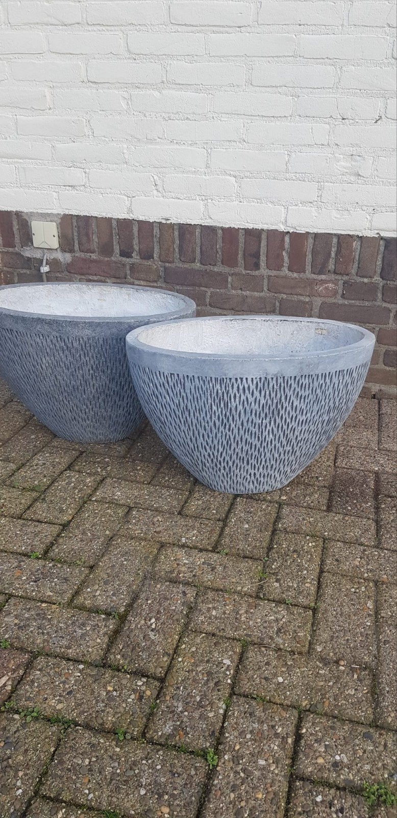 Set van 2 Grote Bloempotten, Tuin en Terras, Ophalen, 40 cm of meer, Zo goed als nieuw, Balkon