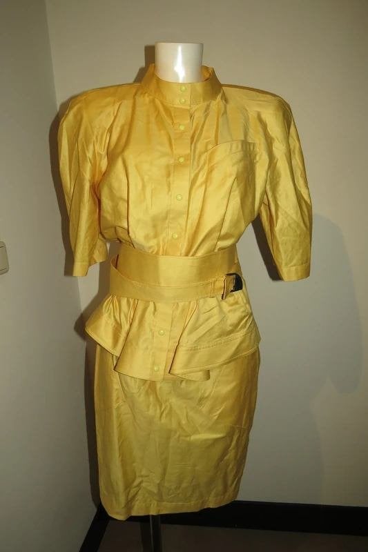 Thierry Mugler 3 delig vintage pak blouse top rok FR 38, Maat 38/40 (M), Kostuum of Pak, Thierry Mugler, Verzenden