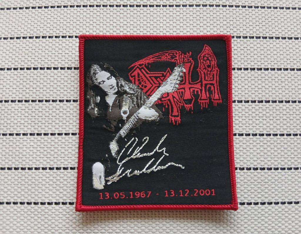 Death Chuck Schuldiner patch d66 zilver glitter ltd edition, Verzenden, Nieuw, Kleding