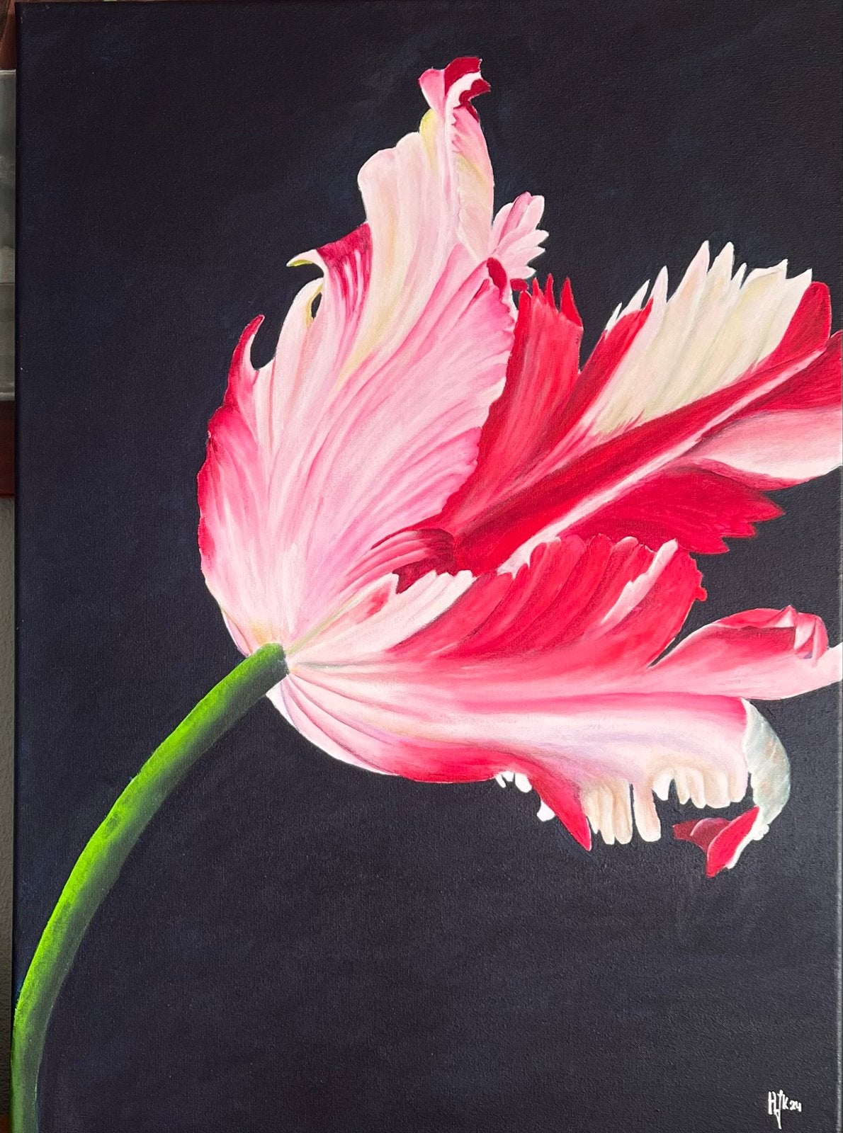 Schilderij "Beauty" - Tulp 70x60 cm Acryl op Canvas, Antiek en Kunst, Kunst | Schilderijen | Modern, Ophalen of Verzenden