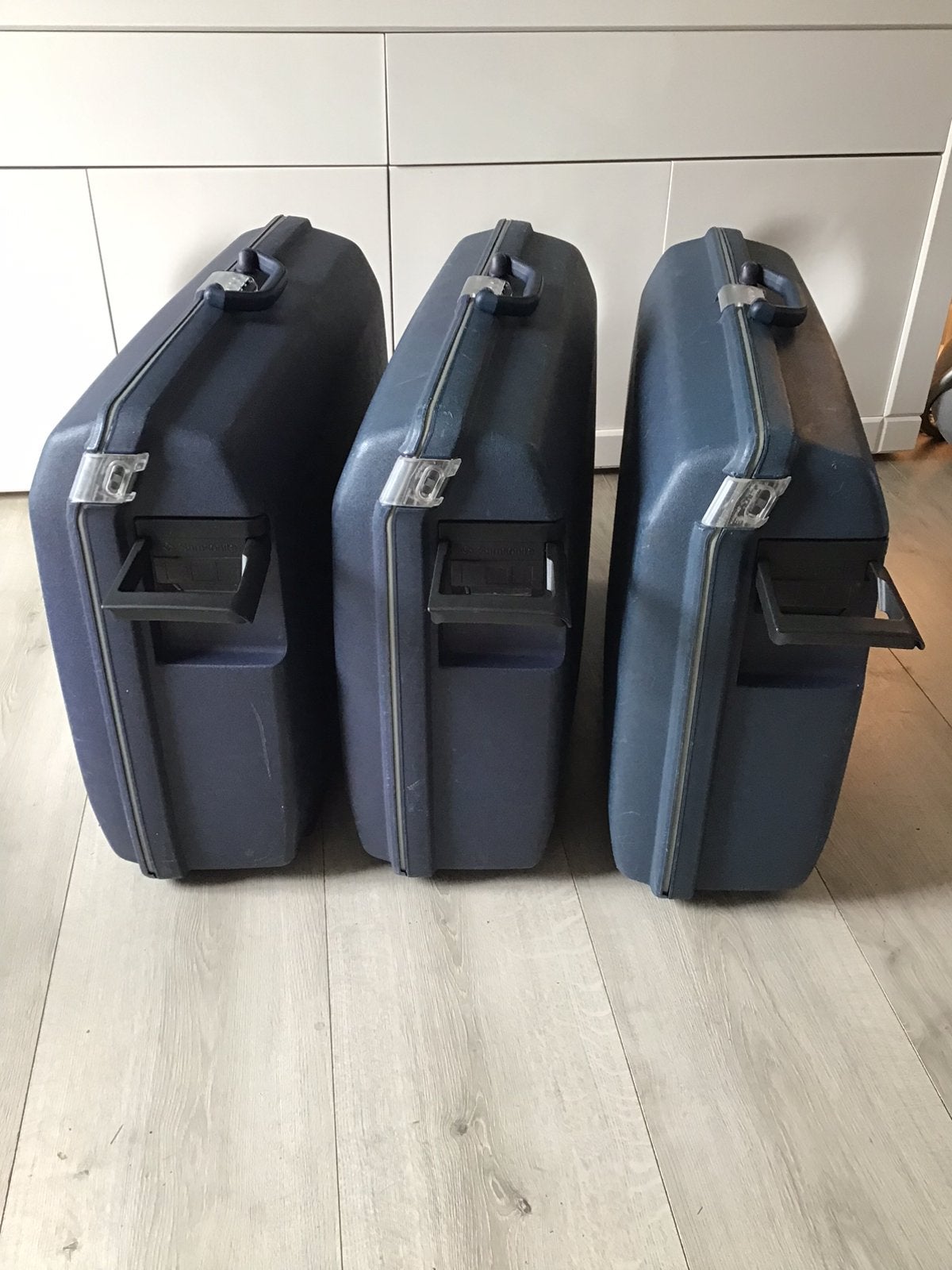 3 grote blauwe Samsonite Oyster koffers cijferslot / wielen, Sieraden, Tassen en Uiterlijk, Koffers, Wieltjes, Ophalen of Verzenden