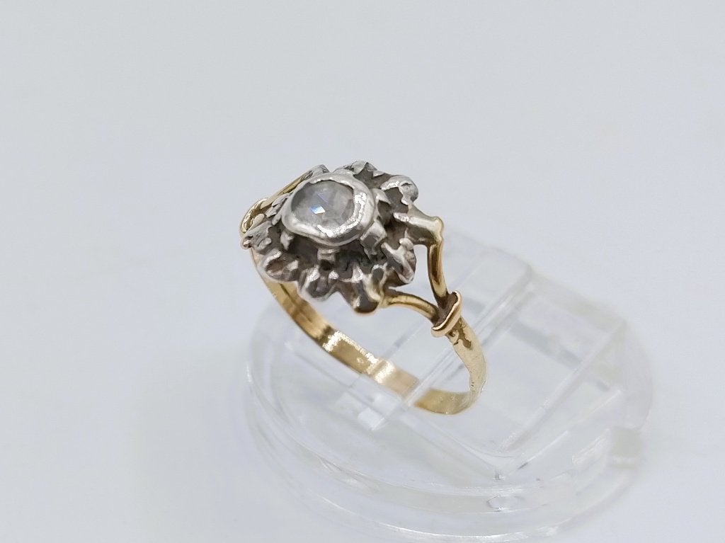 Gouden ring bezet met roosdiamant, 16.5 mm, Gebruikt, Info@zilverwebsite.nl, Verzenden, Kleiner dan 17