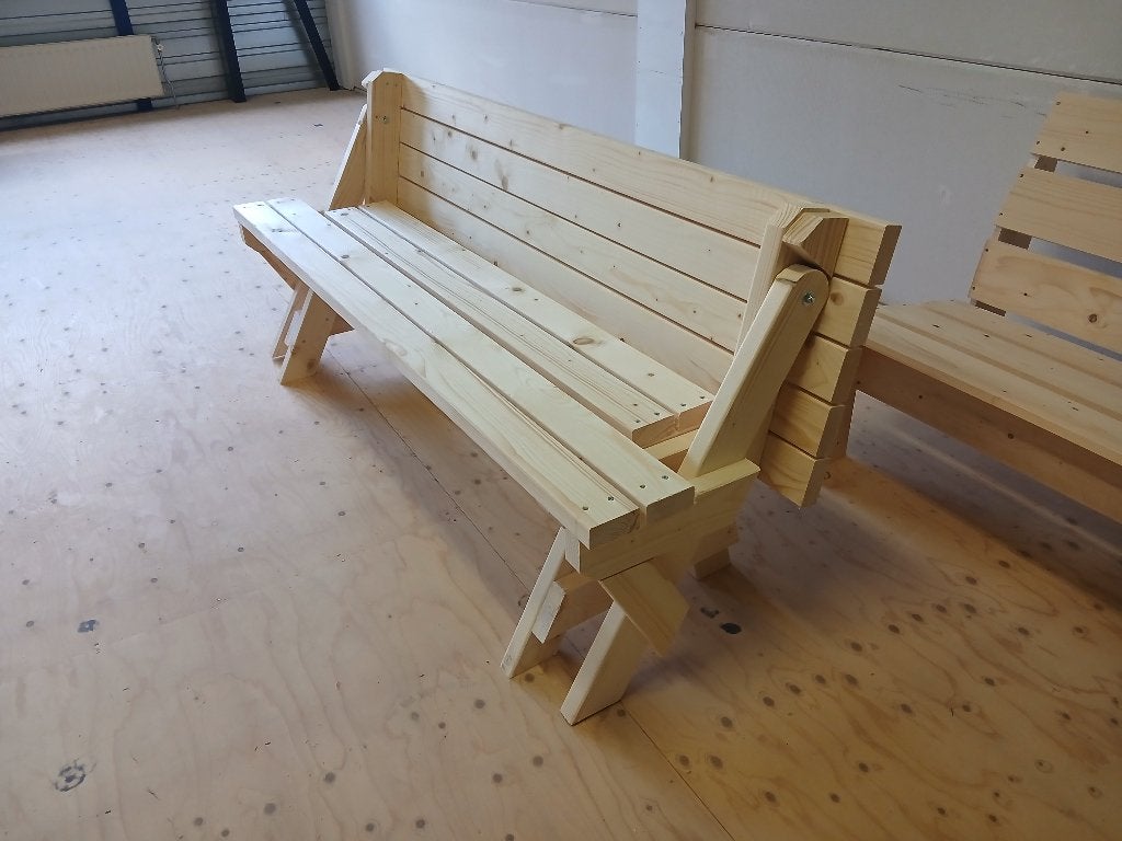 Inklapbare Picknicktafel / Tuinbank 2-in-1 180cm!!, Tuin en Terras, Nieuw, Ophalen of Verzenden, Inklapbaar, Rechthoekig