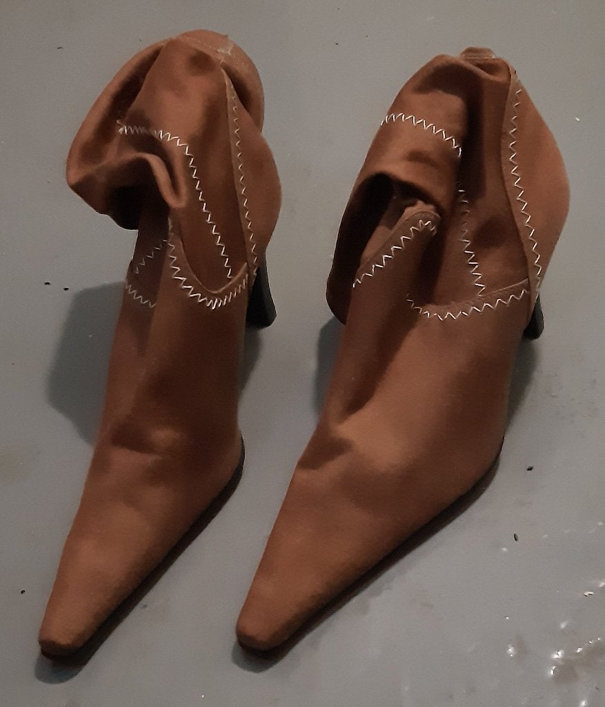 Suede Leather dames punt laarsjes, Ophalen, Lage of Enkellaarzen, Zo goed als nieuw, Bruin