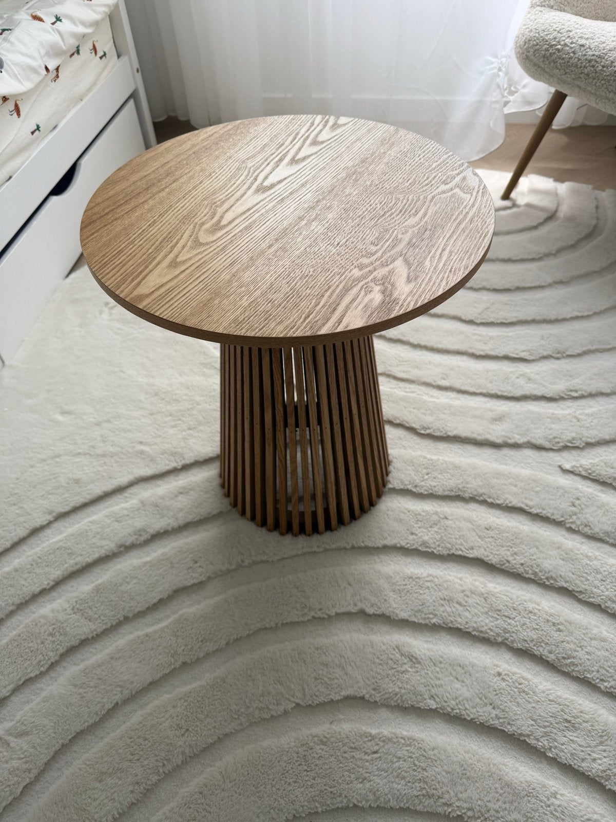 Kwantum Bijzettafel Latera Naturel Ø 45x50 cm, Huis en Inrichting, Tafels | Bijzettafels, Minder dan 55 cm, Rond, Zo goed als nieuw