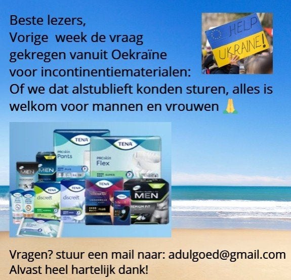 Gratis! Gezocht incontinentie materialen voor Oekraïne, Ophalen of Verzenden, Nieuw