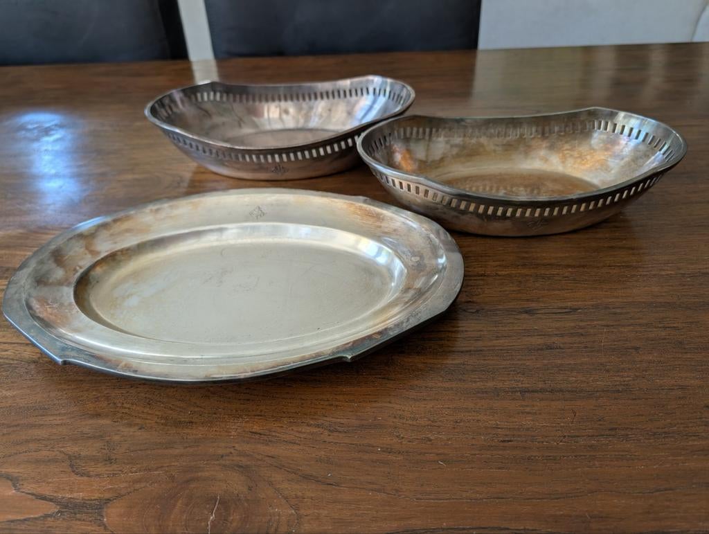 Verzilverde set schalen HAL NASM, Ophalen of Verzenden