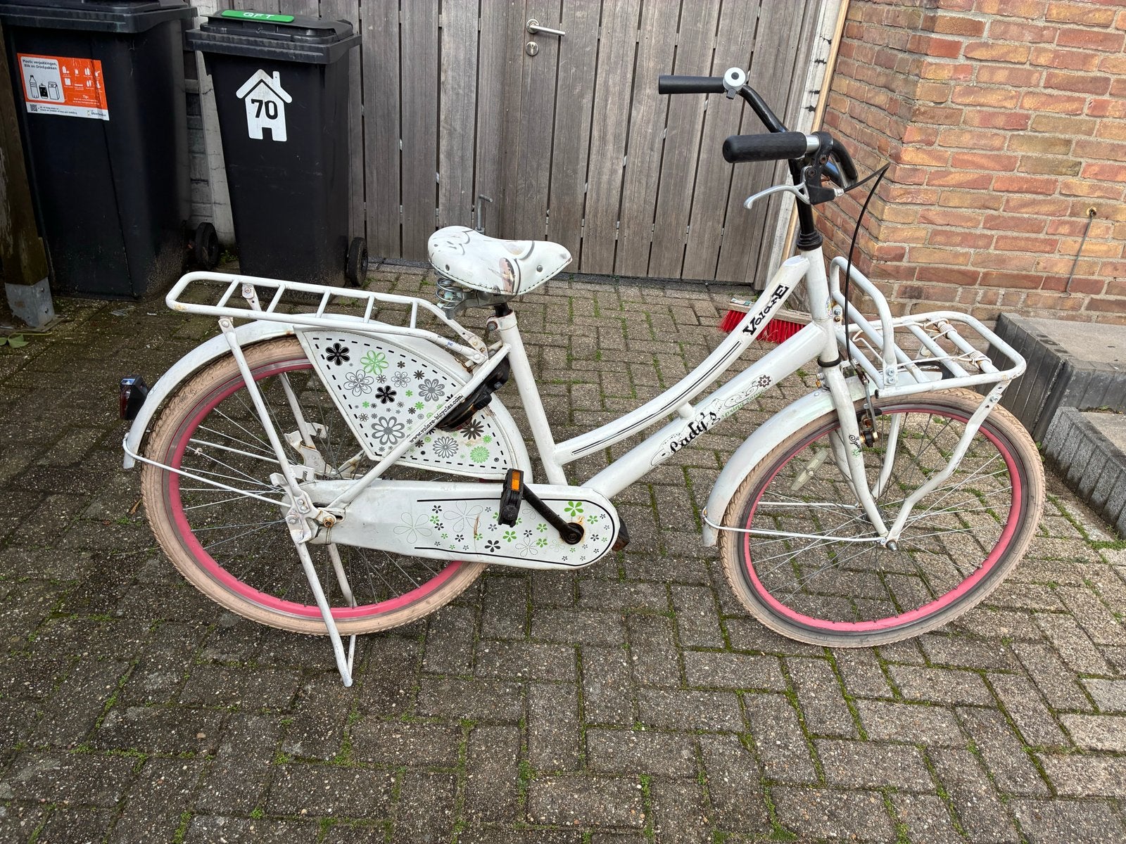 26 inch meisjes transportfiets met terugtraprem, Terugtraprem, Gebruikt, Handrem, Ophalen
