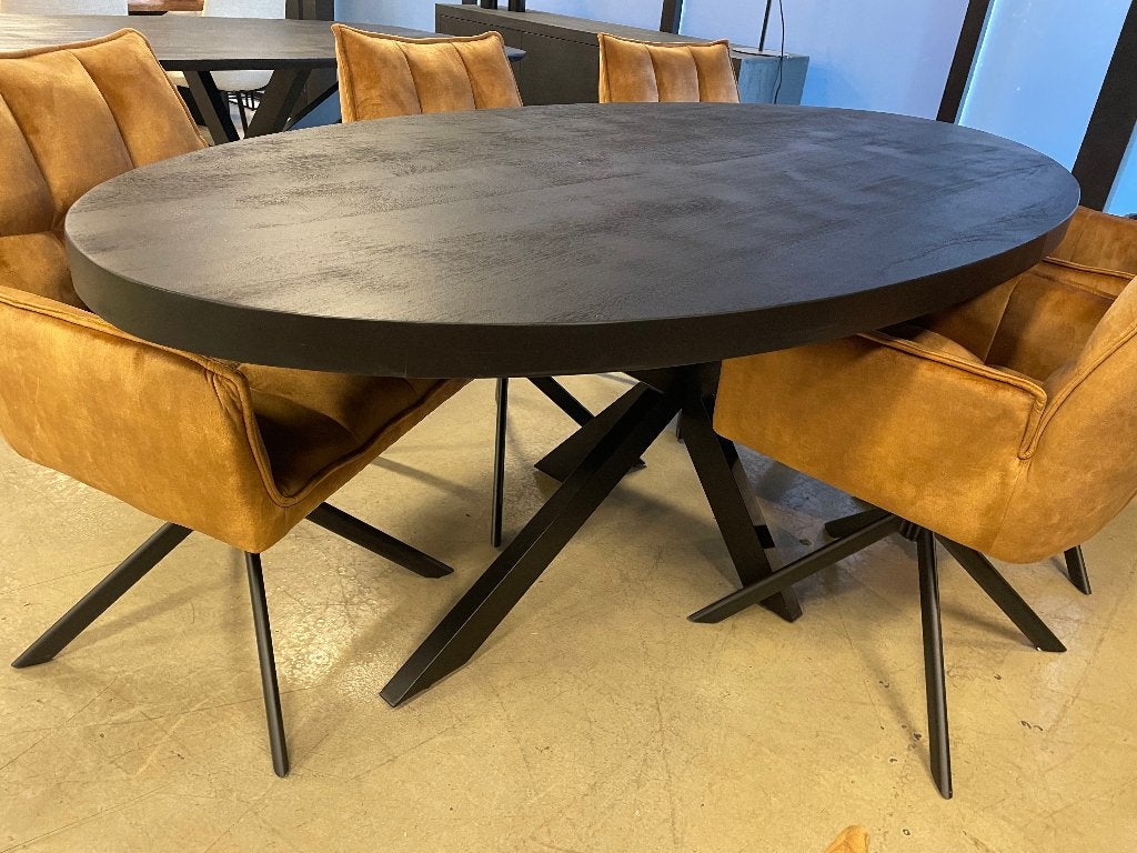 LEEGVERKOOP BIJ CHEFMEUBEL MANGO OVAAL SPINPOOT ZWART ! 259, Hout, Zwart, Nieuw, Ophalen of Verzenden