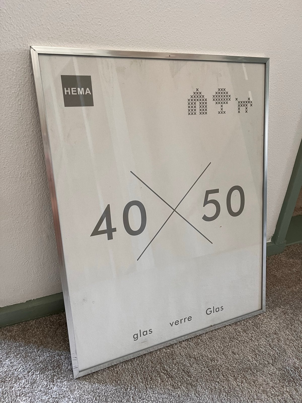 Hema Fotolijst 40x50 cm Zilverkleurig met Glas, Ophalen, Gebruikt, Fotolijst, Metaal