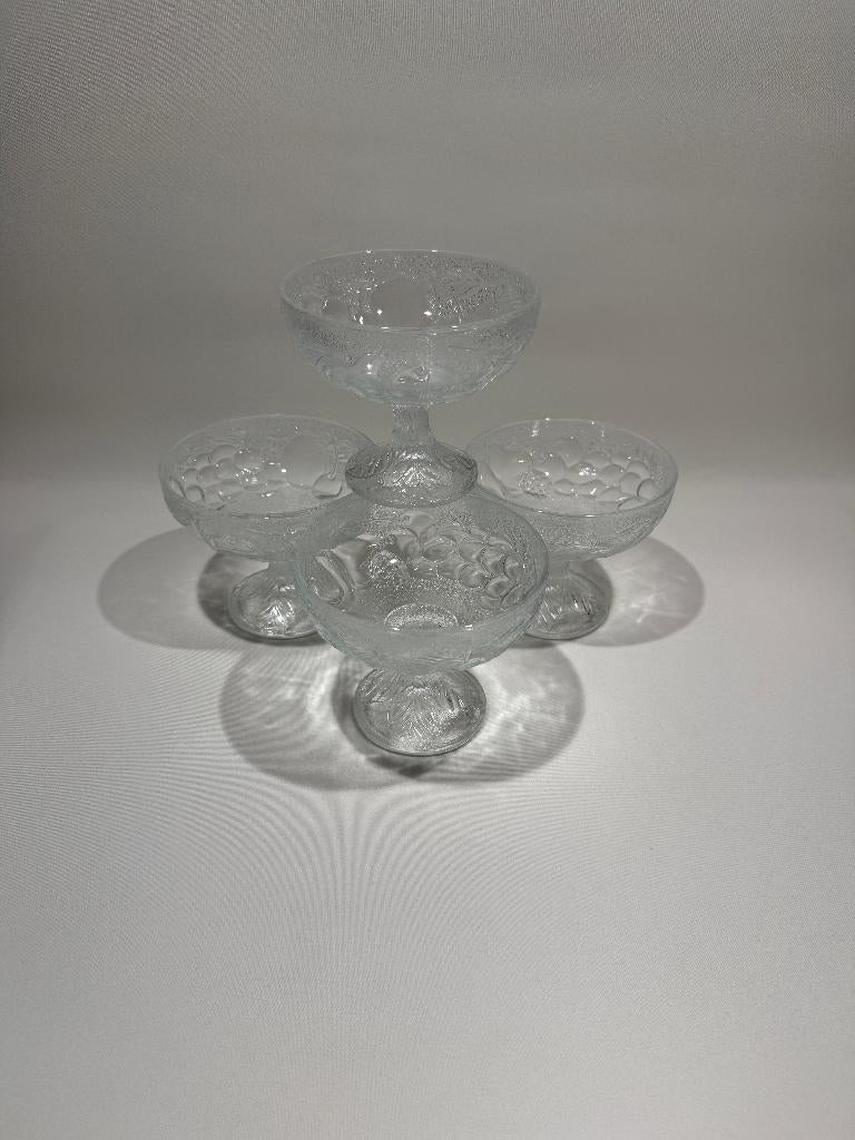 4x vintage Italiaanse ijscoupes, fruitdecoratie, compleet, Ophalen of Verzenden