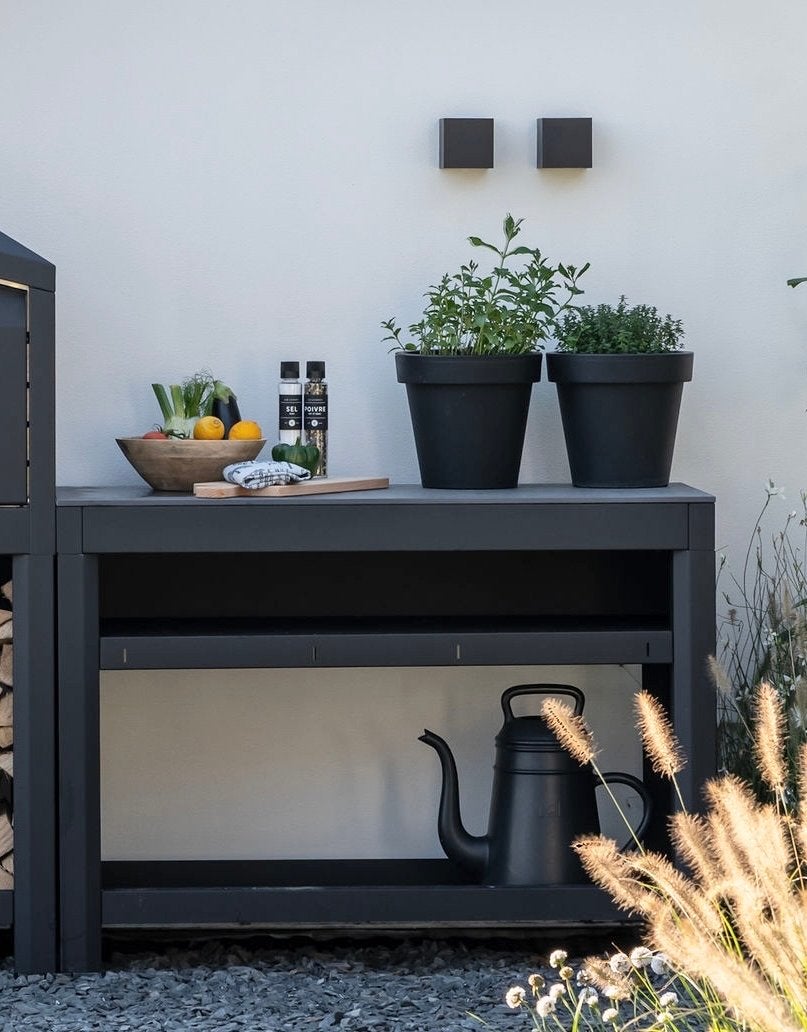 Braaimaster Side Table Duo Black (antraciet)  - Buitenkeuken, Ophalen, Nieuw, Rechthoekig, Metaal