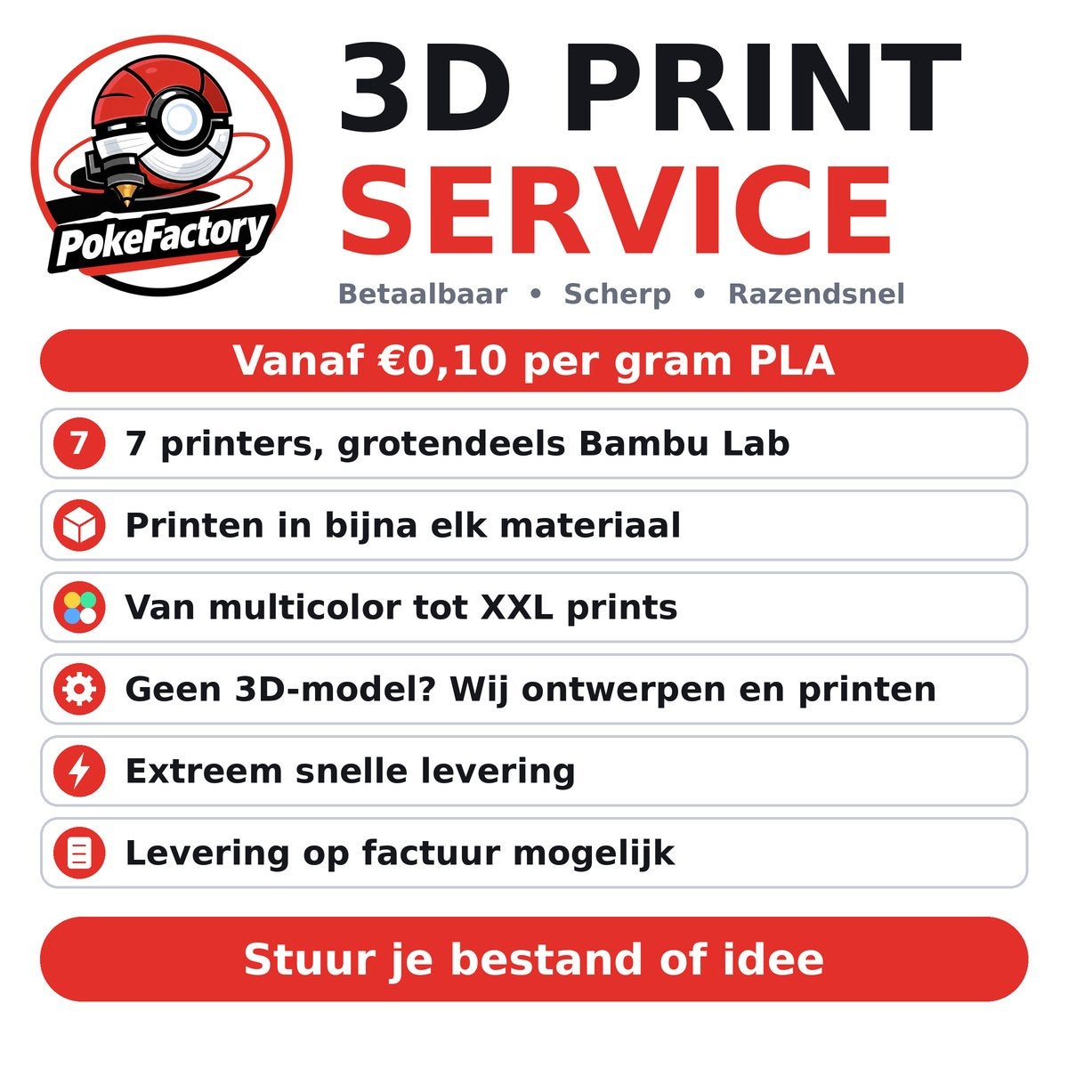 3D Print Service | Vanaf €0,10 per gram | Snelle levering, Ophalen of Verzenden, Nieuw