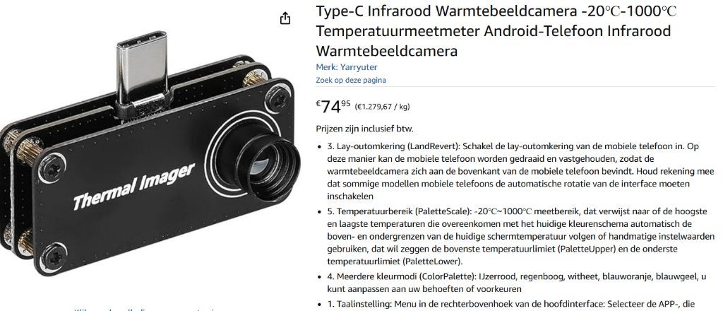 Warmtebeeld camera Android USB C, Compact, Nieuw, Ophalen of Verzenden, Overige Merken