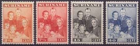 Suriname NVPH nr 206/9 postfris Koninklijke familie 1943, Ophalen of Verzenden, Postfris