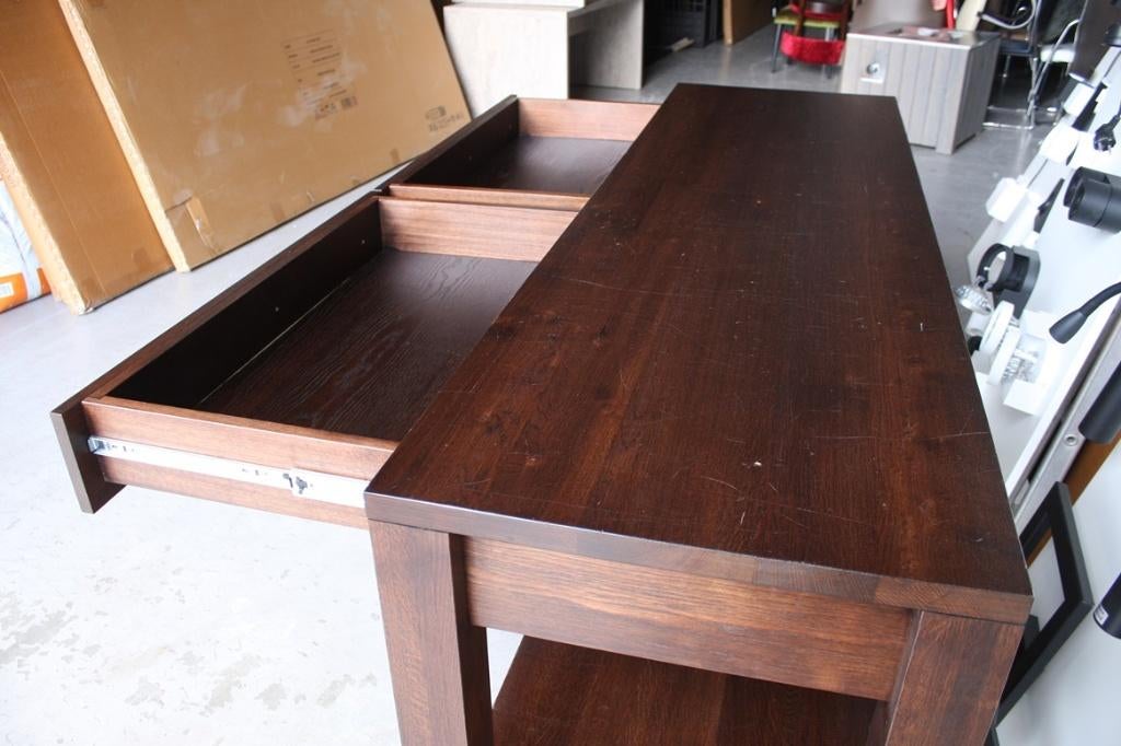 2 x grote houten sidetable dressoir winkeltafel lade 200 cm, Ophalen, Met plank(en), Gebruikt, 150 tot 200 cm