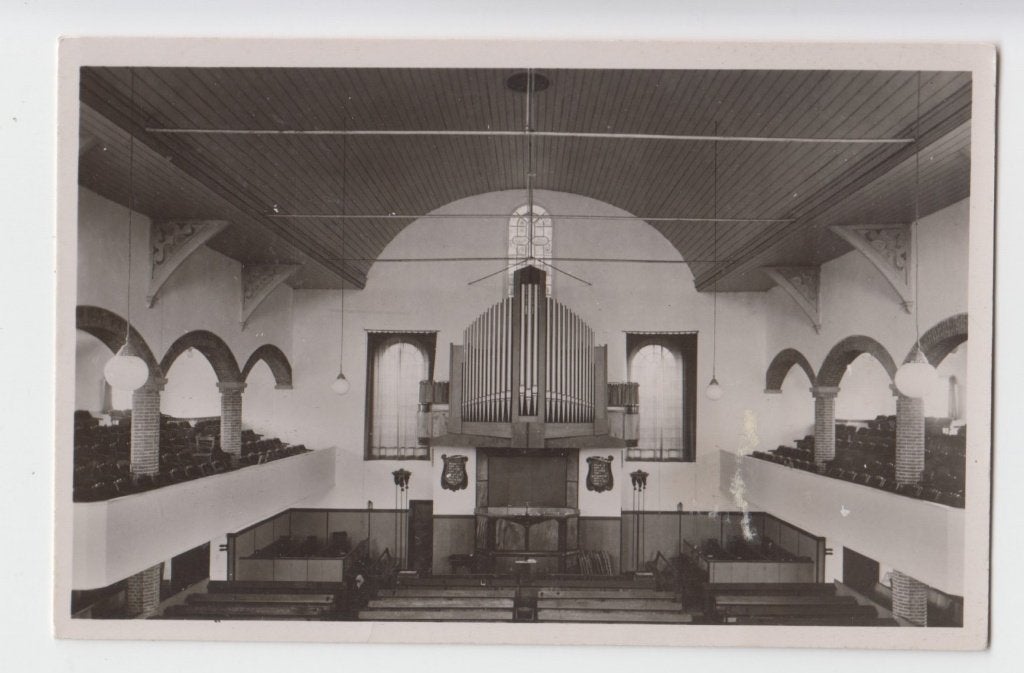 402 Sliedrecht Interieur van Chr. Geref. Kerk met orgel B16, Verzenden, 1940 tot 1960, Ongelopen, Zuid-Holland