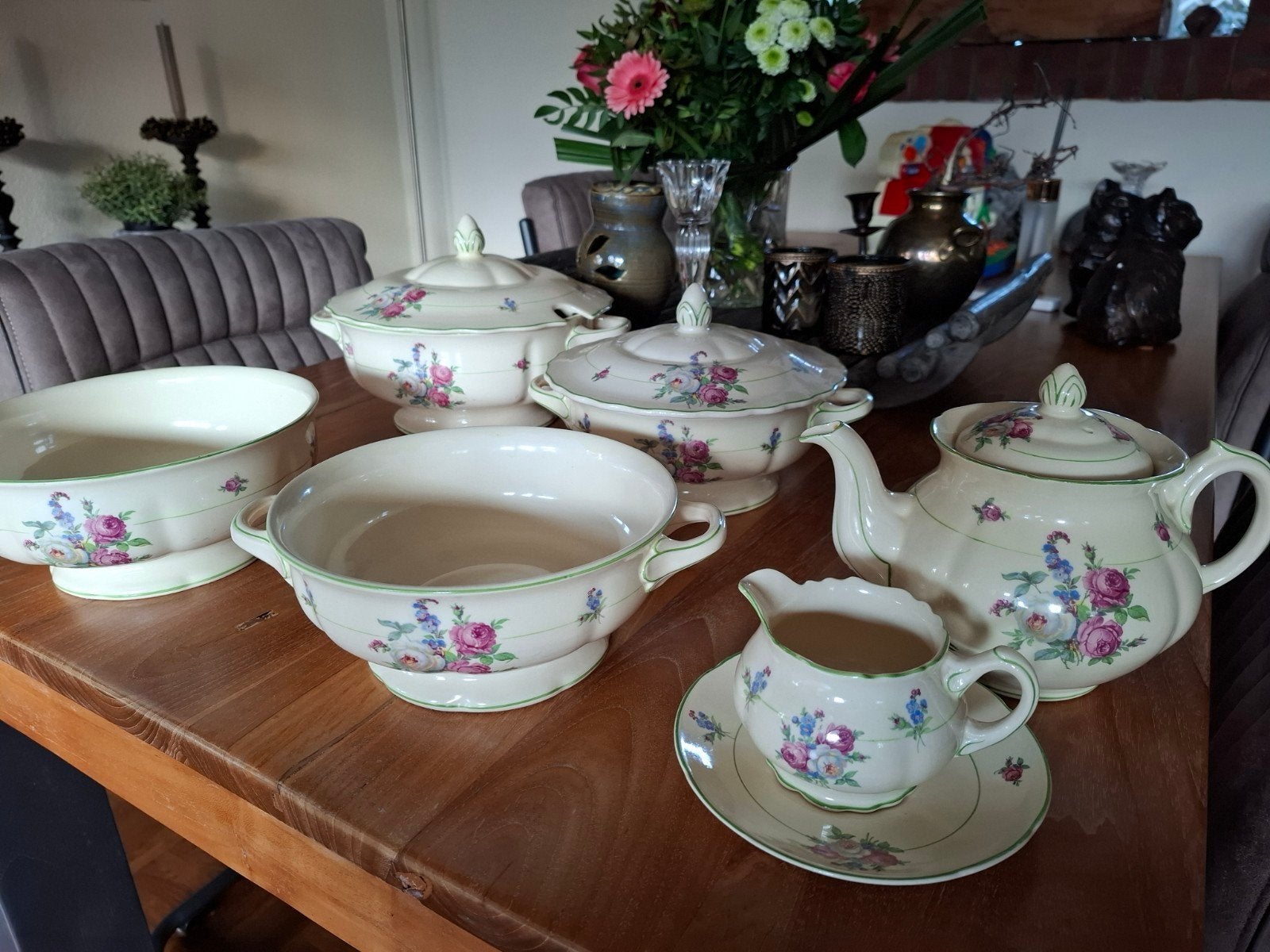 Antiek servies Plazuid Gouda - Plateelbakkerij Zuid-Holland, Antiek en Kunst, Ophalen