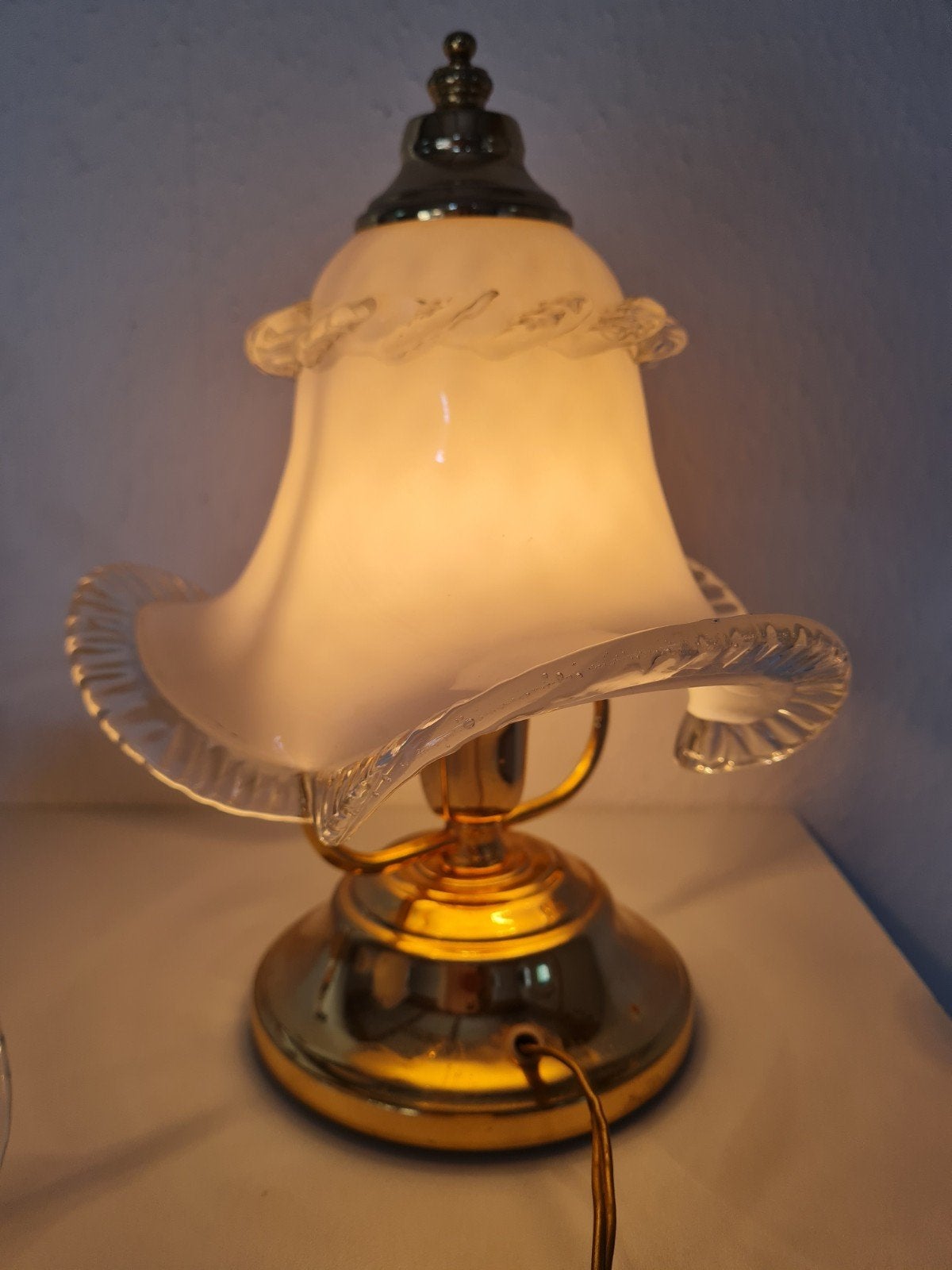 2 Murano Italy tafellampen verguld messing Fazzoletto, Gebruikt, Goud, E14 (klein), Ophalen of Verzenden