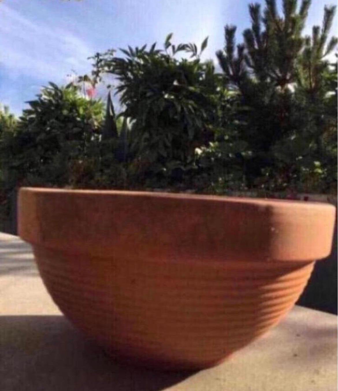 Mooie set van 4 Italiaanse terracotta lage schalen potten, Rond, Zo goed als nieuw, Minder dan 40 cm, Balkon