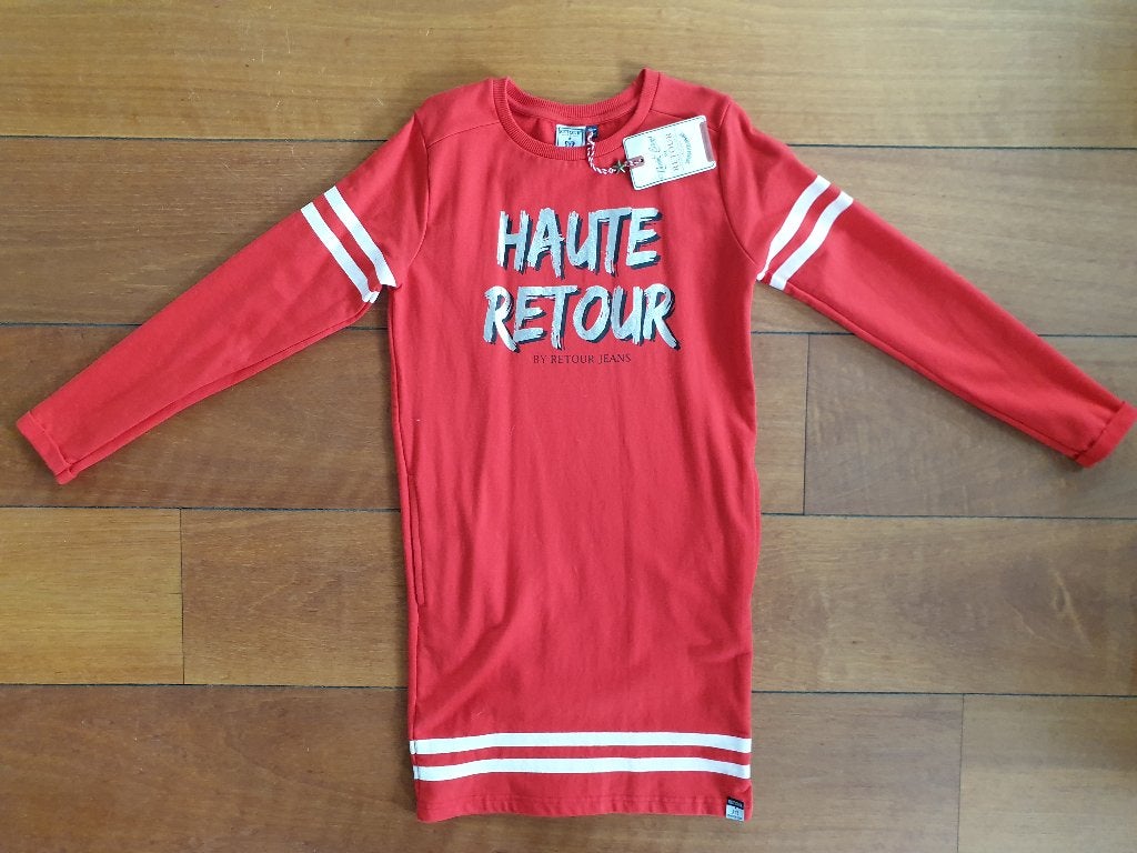 Nieuwe Retour jurk, rood met witte strepen maat 158, Meisje, Nieuw, Ophalen of Verzenden, Retour Jeans