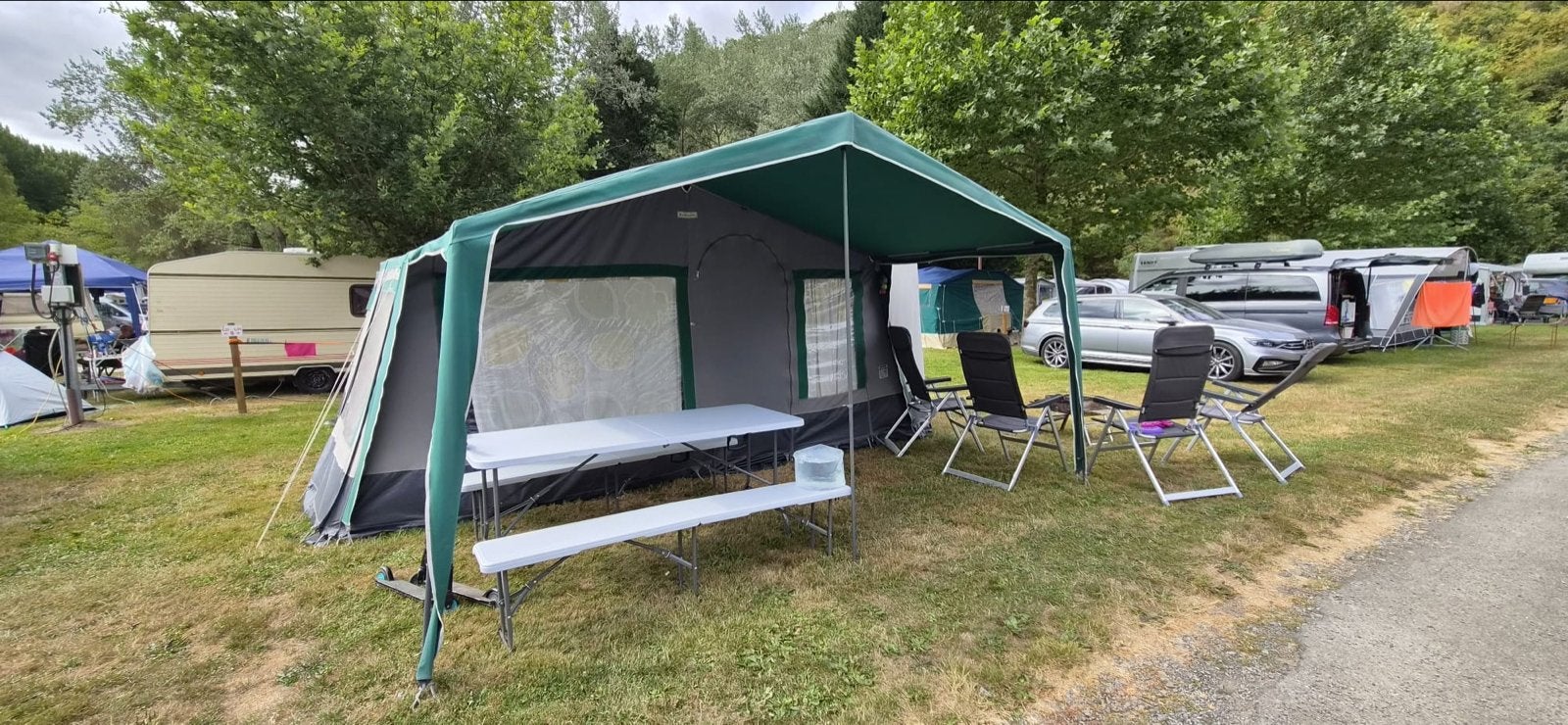 Roadmaster Runner S vouwwagen - Goede staat, 8 slaapplek, Aanwezig, Meer dan 6, Groen, Ophalen