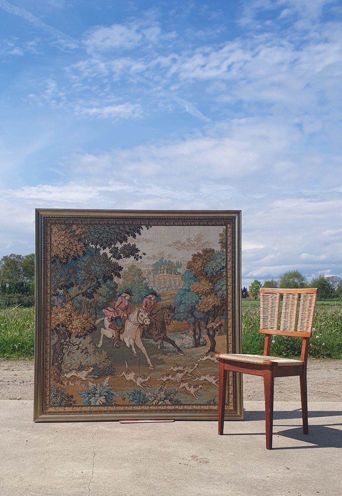 vintage grote Gobelin paarden 137 x 136 cm, Ophalen