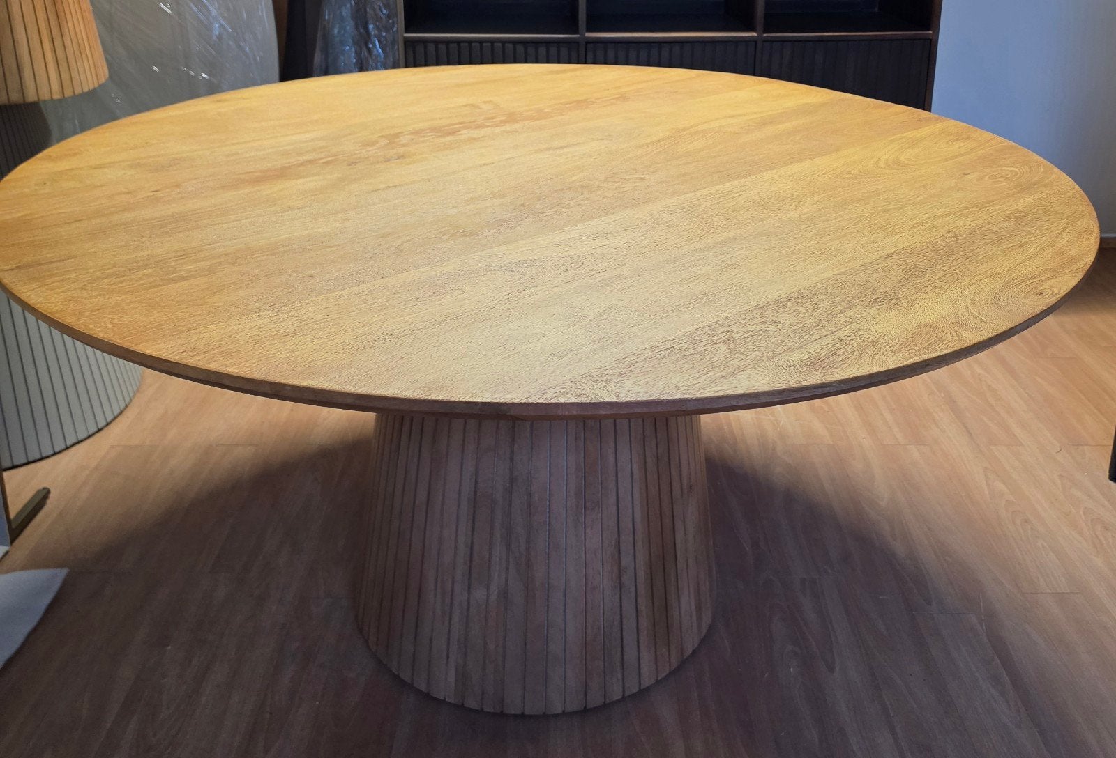 Eettafel Solana naturel mangohout 150 cm kolompoot, Info@meubeloutletmeppel.nl, Solana naturel, Rond, Ophalen of Verzenden