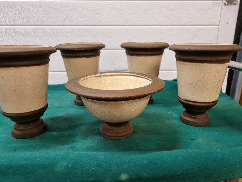 bloempotten bruin creme vijf stuks, Ophalen of Verzenden, 'T Olde Gre-j, Info@toldegrej.nl, Endepoelstraat 20f Didam