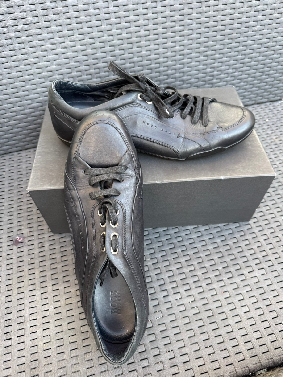 Prachtige zwarte Hugo Boss schoenen maat 44, Verzenden, Zwart, Gedragen, Veterschoenen