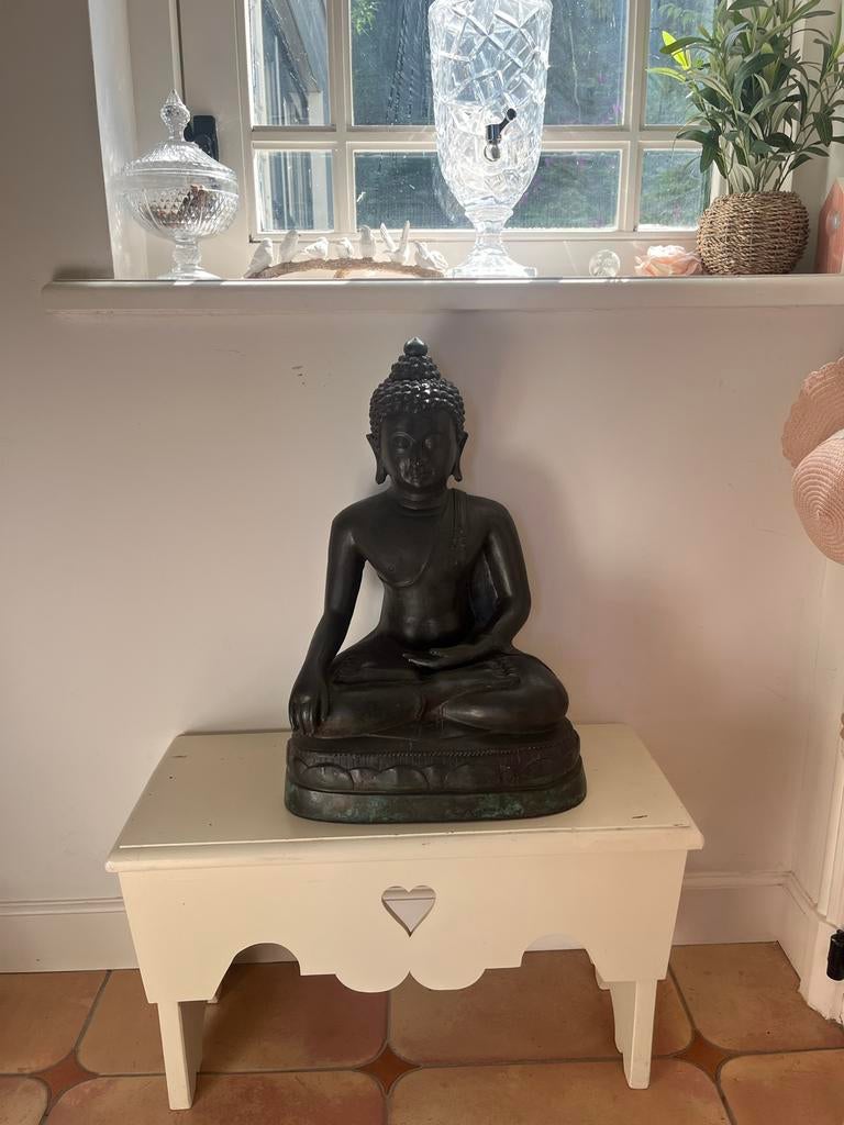 Grote Boeddha beeld, bronskleurig, Huis en Inrichting, Woonaccessoires | Boeddhabeelden, Ophalen of Verzenden, Zo goed als nieuw
