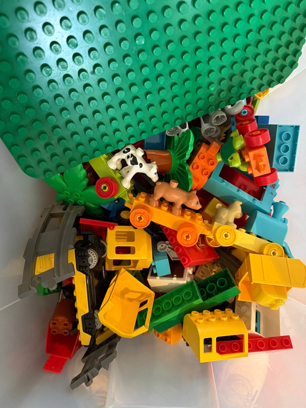 LEGO DUPLO -8kg- trein, rails, dieren en bouwstenen, Ophalen, Zo goed als nieuw