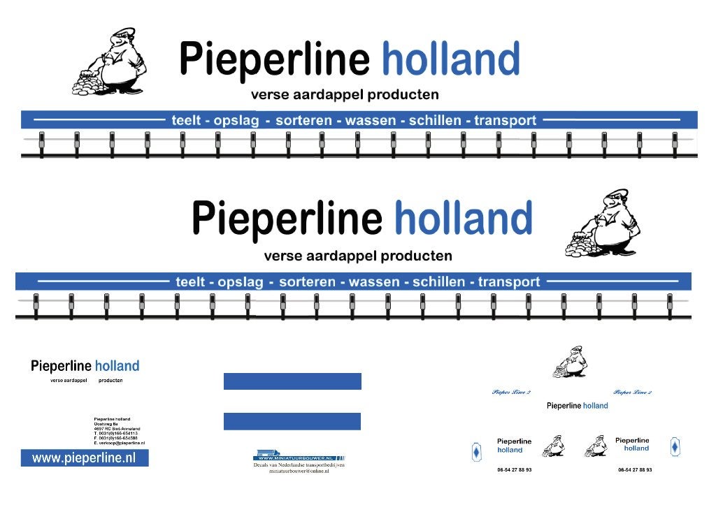 Vrachtauto decal 1:50 Pieperline Holland, Hobby en Vrije tijd, Modelauto's | 1:50, Verzenden, Nieuw, Bus of Vrachtwagen, Overige merken