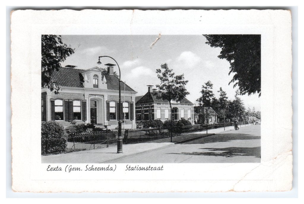 Eexta, (Gem. Scheemda) Stationstraat. Lees beschr. Opruimk., Ophalen of Verzenden, 1940 tot 1960, Gelopen, Groningen